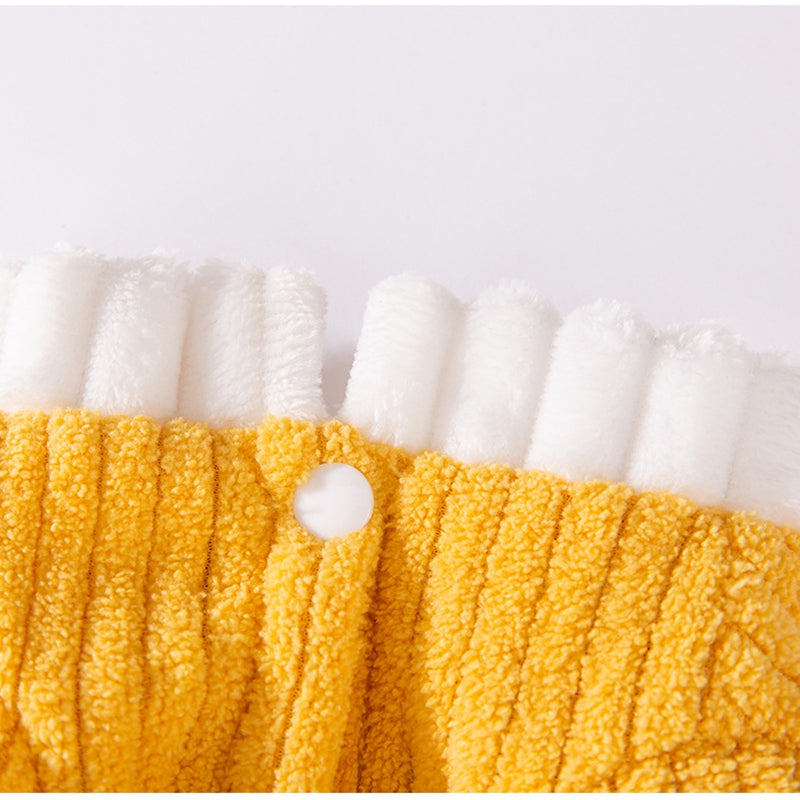 HKM-4182589 Cozy Yellow Ribbed Jumpsuit with Ruffled Cuffs for Small Dogs and Hairless Cats