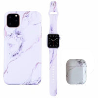 HKM-418259 Stylish Marble Phone Case with Floral Design for Apple Devices