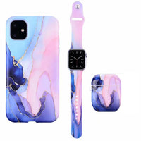 HKM-418259 Stylish Marble Phone Case with Floral Design for Apple Devices