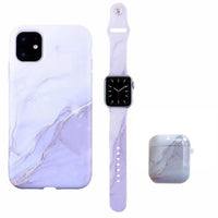 HKM-418259 Stylish Marble Phone Case with Floral Design for Apple Devices