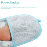 HKM-4183485 Super Absorbent Quick-Drying Towel for Pets - Pocket Style Scrub Gloves and Bath Towel, 60x25 CM