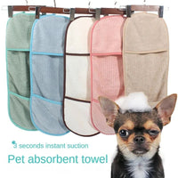 HKM-4183485 Super Absorbent Quick-Drying Towel for Pets - Pocket Style Scrub Gloves and Bath Towel, 60x25 CM