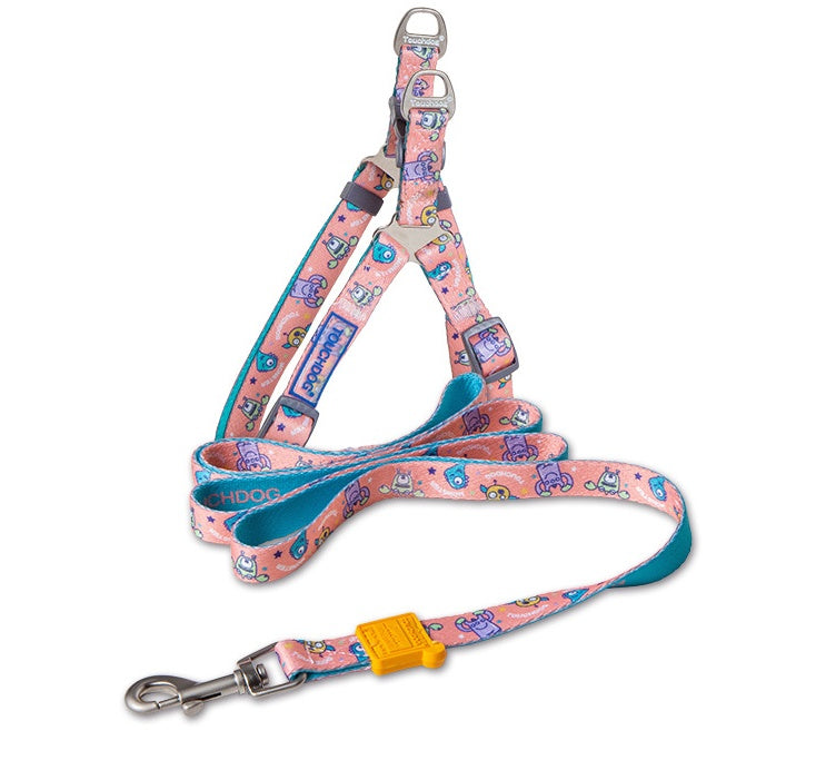 HKM-4183613 Nylon Heat Transfer Dog Harness with Leash and Chest Back Collar for Outdoor Walking