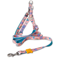 HKM-4183613 Nylon Heat Transfer Dog Harness with Leash and Chest Back Collar for Outdoor Walking