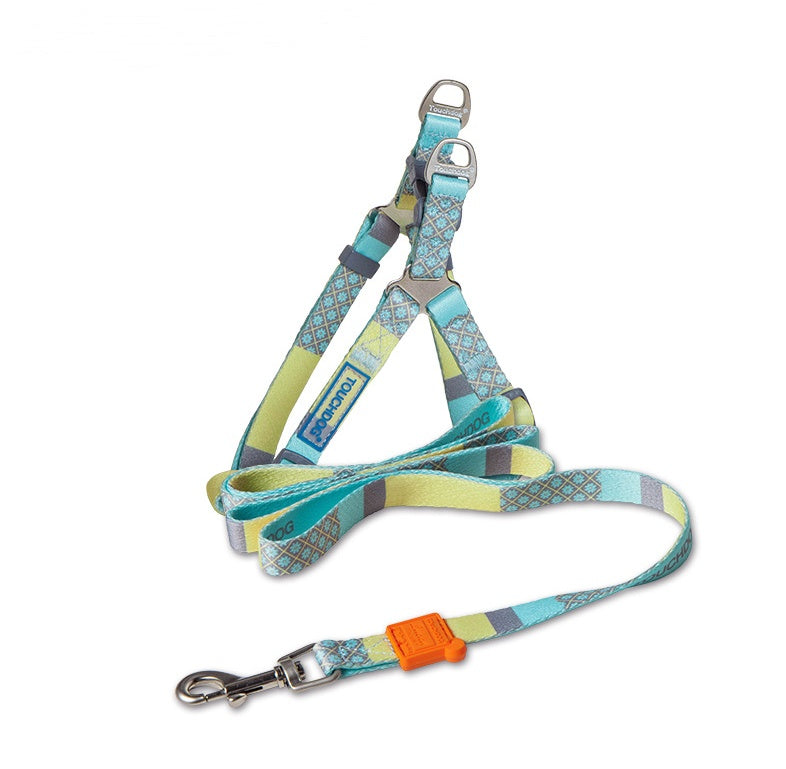 HKM-4183613 Nylon Heat Transfer Dog Harness with Leash and Chest Back Collar for Outdoor Walking