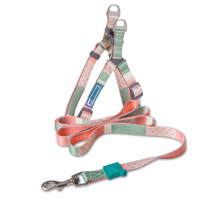 HKM-4183613 Nylon Heat Transfer Dog Harness with Leash and Chest Back Collar for Outdoor Walking