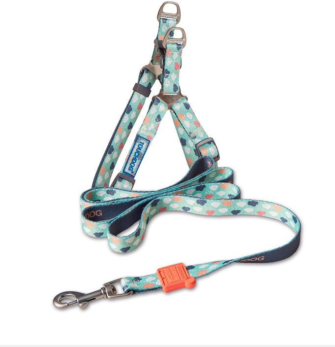 HKM-4183613 Nylon Heat Transfer Dog Harness with Leash and Chest Back Collar for Outdoor Walking