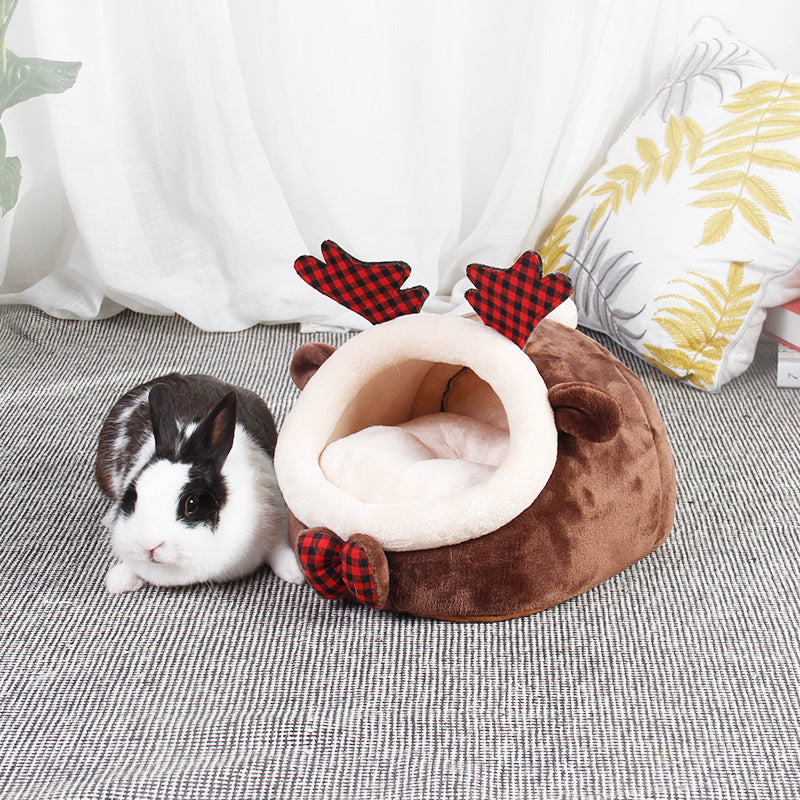 HKM-4183869 Cozy Flannel Pet Bed for Small Animals - Ideal for Guinea Pigs, Ferrets, Hamsters, and More