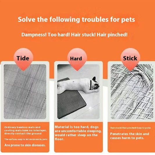 HKM-4185661 Summer Pet Cooling Mat for Dogs - Rattan Fiber, Available in Multiple Sizes