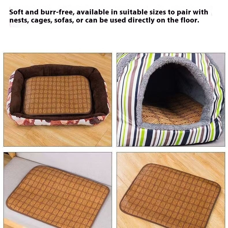 HKM-4185661 Summer Pet Cooling Mat for Dogs - Rattan Fiber, Available in Multiple Sizes