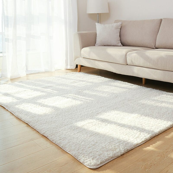 HKM-418579 Fluffy White Solid Area Rug for Living Room, Bedroom, and Kitchen - Non-Slip Plush Carpet