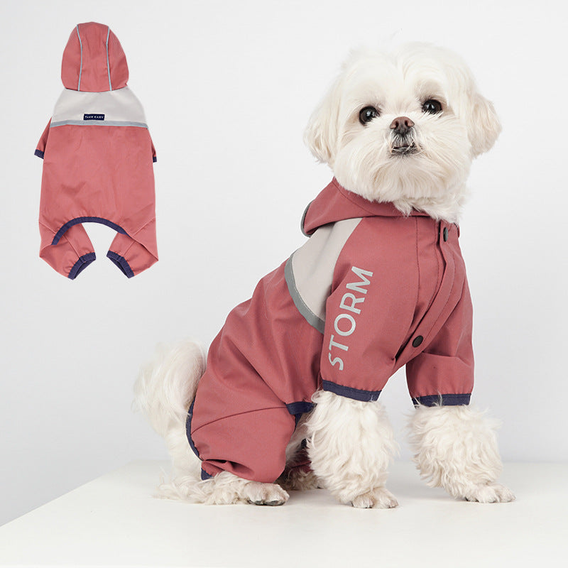 HKM-4186173 Trendy Waterproof Raincoat for Dogs - Casual Pet Clothing in Red, Green, Gray, Sizes S-XXL