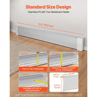 HKM-418643 Heavy-Duty Steel Baseboard Heater Cover for Easy Installation in Bedrooms, Model D0100X3L42XD01027R9SBX