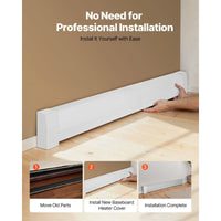 HKM-418643 Heavy-Duty Steel Baseboard Heater Cover for Easy Installation in Bedrooms, Model D0100X3L42XD01027R9SBX
