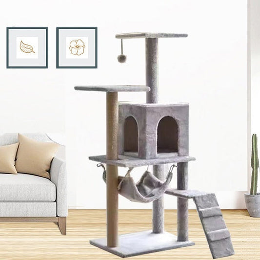 HKM-4187069 Light Gray Cat Tower with Integrated Design for Space Efficiency