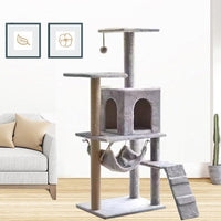 HKM-4187069 Light Gray Cat Tower with Integrated Design for Space Efficiency