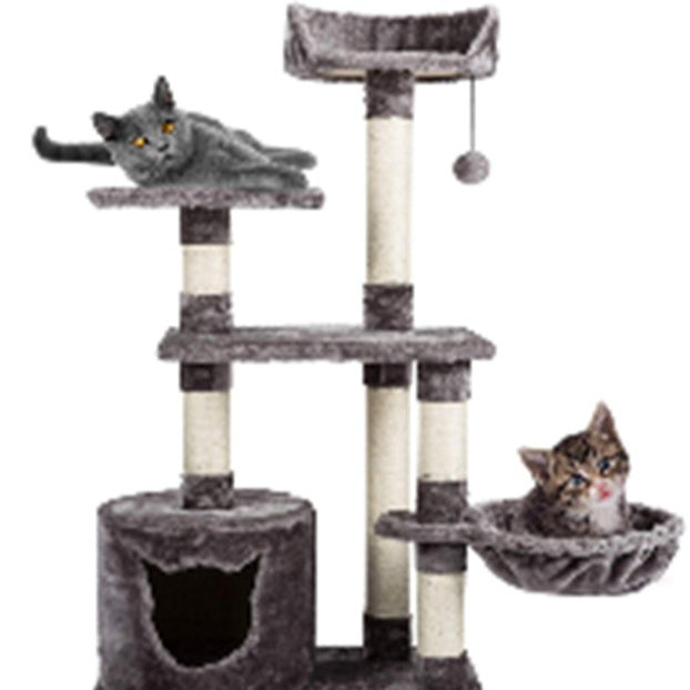 HKM-4187069 Light Gray Cat Tower with Integrated Design for Space Efficiency