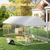 HKM-4187453 Spacious Outdoor Dog Kennel with Adjustable Bowl Rack and UV-Resistant Roof, 19.7' x 7.5' x 7.5'