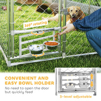 HKM-4187453 Spacious Outdoor Dog Kennel with Adjustable Bowl Rack and UV-Resistant Roof, 19.7' x 7.5' x 7.5'
