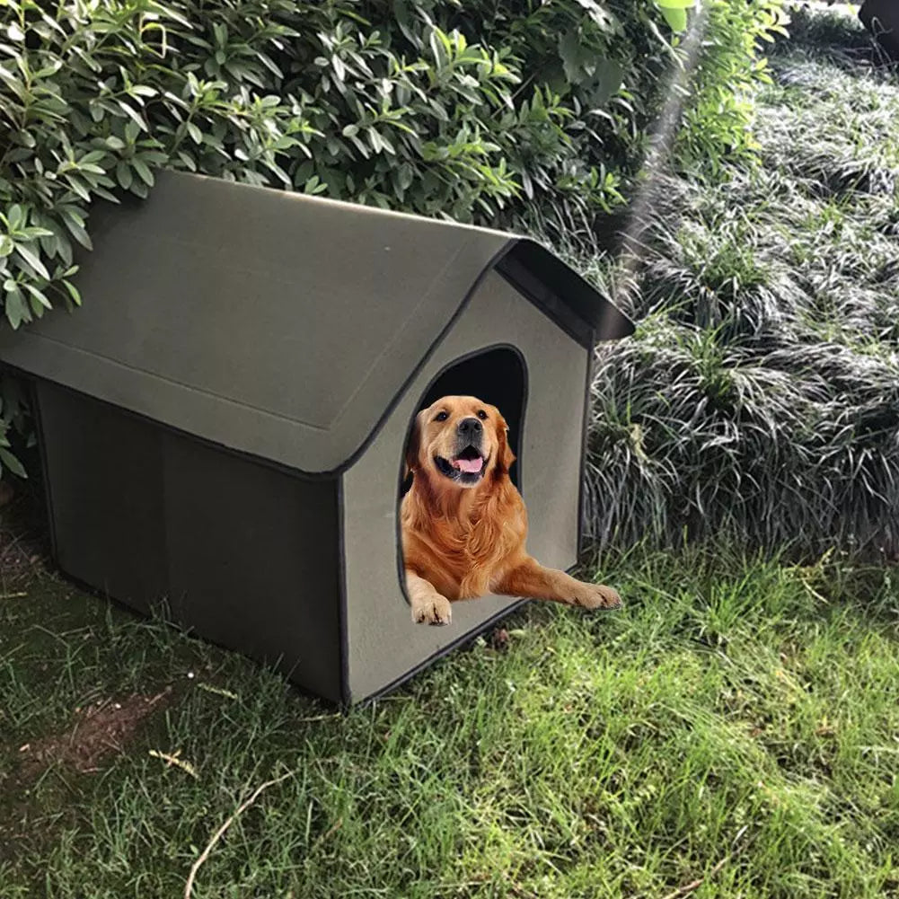 HKM-4187837 Waterproof Outdoor Dog Kennel and Cat House with Detachable Mat, Foldable Pet Shelter for Indoor and Outdoor Use