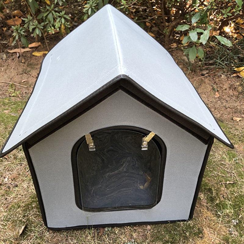 HKM-4187837 Waterproof Outdoor Dog Kennel and Cat House with Detachable Mat, Foldable Pet Shelter for Indoor and Outdoor Use
