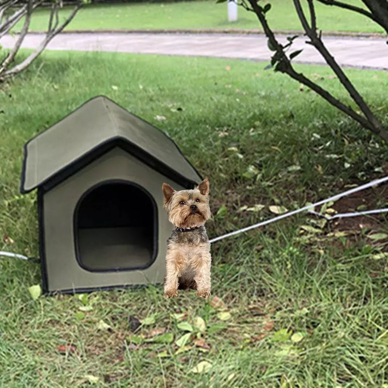 HKM-4187837 Waterproof Outdoor Dog Kennel and Cat House with Detachable Mat, Foldable Pet Shelter for Indoor and Outdoor Use