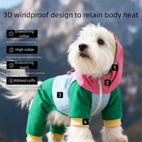 HKM-4188349 Waterproof 4-Leg Dog Jumpsuit with Hood for Outdoor Adventures