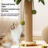 HKM-4190397 Durable Vertical Cat Climbing Frame with Coconut Tree Design and Wooden Balls