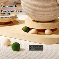 HKM-4190397 Durable Vertical Cat Climbing Frame with Coconut Tree Design and Wooden Balls