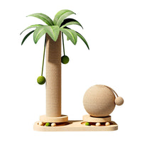 HKM-4190397 Durable Vertical Cat Climbing Frame with Coconut Tree Design and Wooden Balls