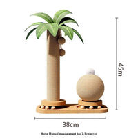 HKM-4190397 Durable Vertical Cat Climbing Frame with Coconut Tree Design and Wooden Balls