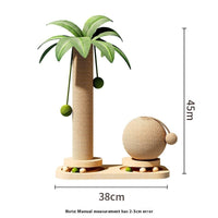 HKM-4190397 Durable Vertical Cat Climbing Frame with Coconut Tree Design and Wooden Balls