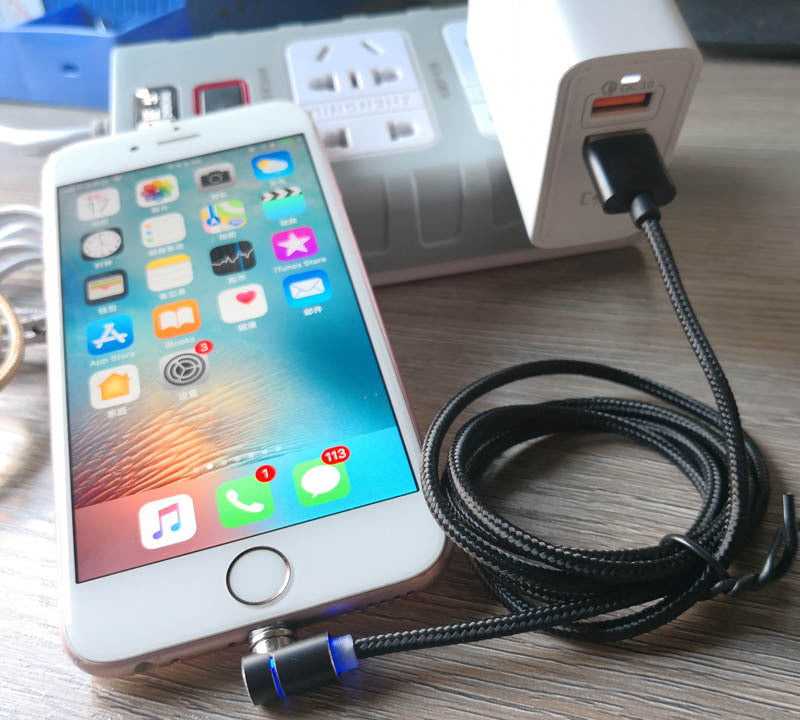 HKM-419091 Magnetic L-Shaped Charging Cable for Multiple Devices, Compatible with iPhone and Android - 1m and 2m Options Available