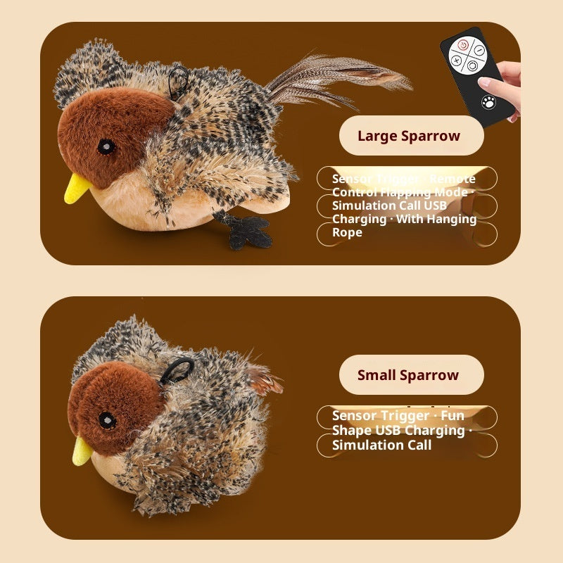 HKM-4191037 Inductive Magpie Self-Entertaining Plush Cat Toy - Flapping Options Available