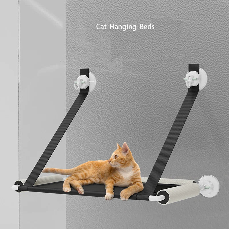 HKM-4191165 Foldable Black Suction Cup Cat Hammock for Balcony or Window Glass - Cozy Cat Nest Bed