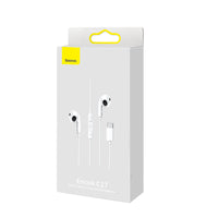 HKM-419219 Wired Type-C Earplug Headset for Compatible Devices – 1.1m ABS+TPE Cable, Dynamic Sound, White