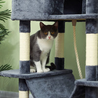 HKM-4192829 81" Cat Tree with Condos, Beds, Hammocks, and Scratching Posts in Gray