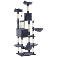 HKM-4192829 81" Cat Tree with Condos, Beds, Hammocks, and Scratching Posts in Gray