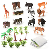 HKM-419283 Kids' Jungle Animal Toy Set with Soft Play Mat - Safari and Farm Animals for Pretend Play