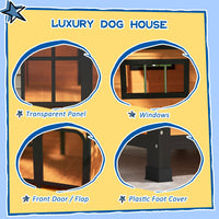 HKM-4193213 Large Wooden Dog House with Open Roof, Giant Window, and Weatherproof Design - Yellow