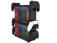 HKM-419347 Game Console Disc and Controller Storage Stand for PS5, PS4, Xbox Series X, and Nintendo Switch - Black