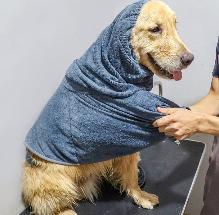 HKM-4193725 Cotton Terry Cloth Pet Bathrobe - Highly Absorbent Dog Towel for All Breeds