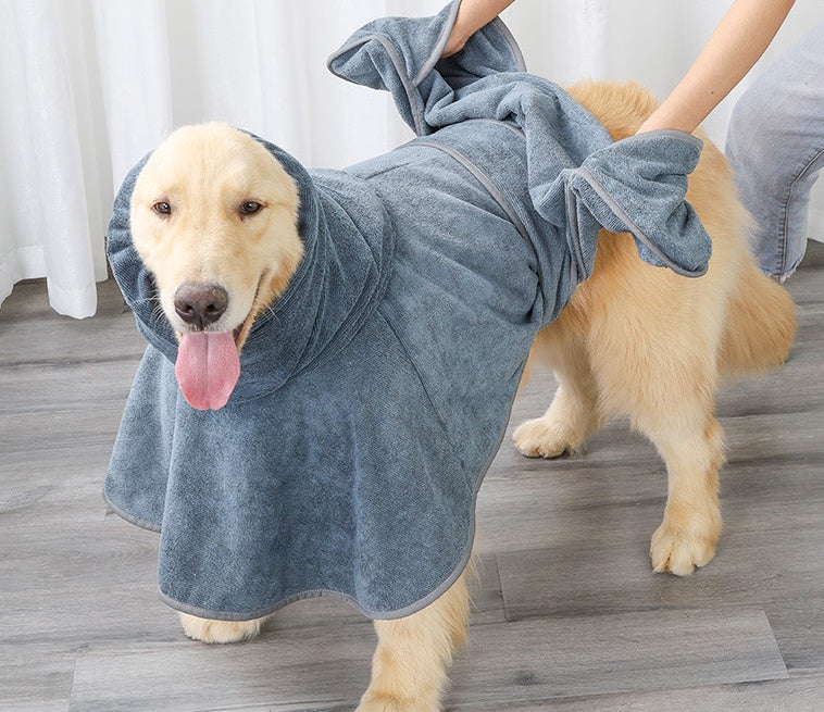 HKM-4193725 Cotton Terry Cloth Pet Bathrobe - Highly Absorbent Dog Towel for All Breeds