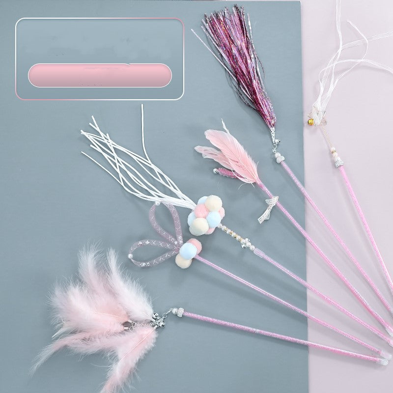 HKM-4194365 Colorful Self-Healing Cat Feather Stick Set for Interactive Play and Entertainment