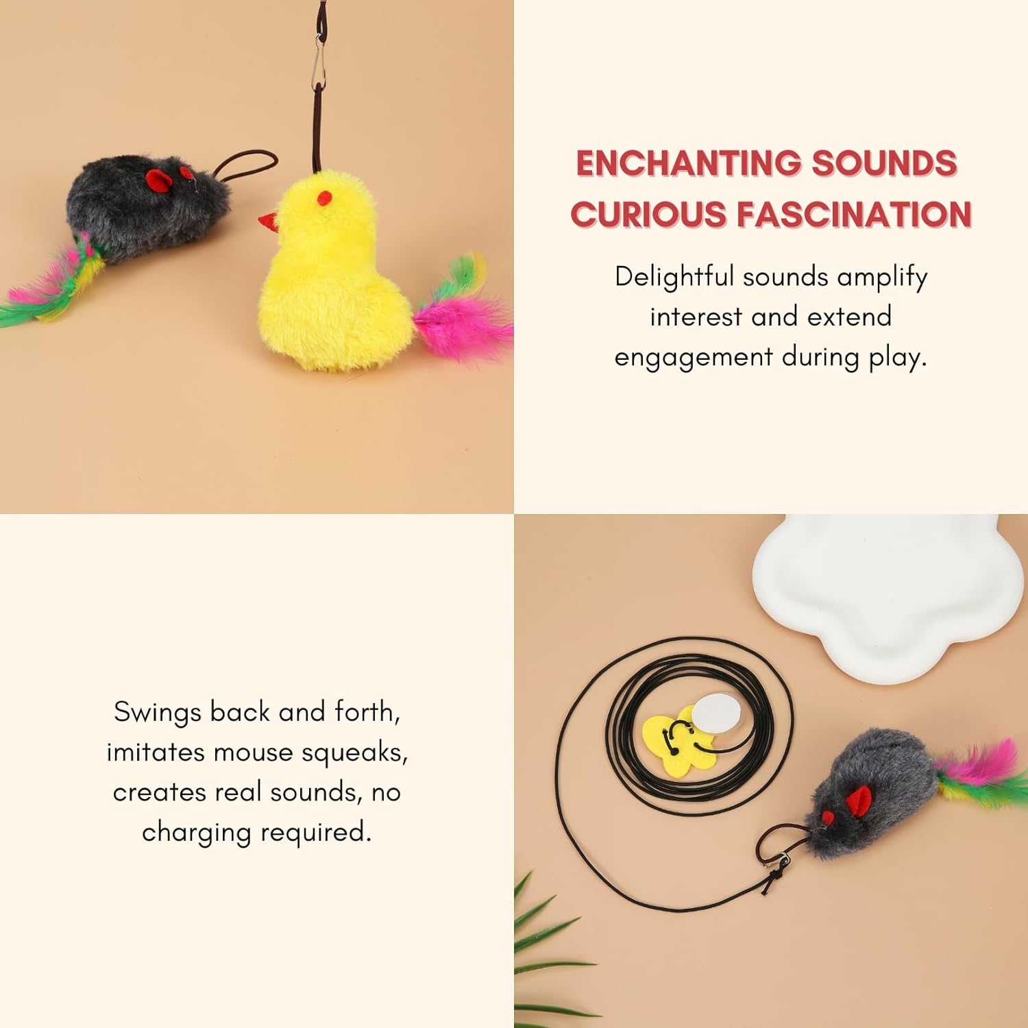 HKM-4196797 Interactive Cat Toy with Sound Response and Treat Dispenser - Automatic Swinging Teaser for Playful Cats