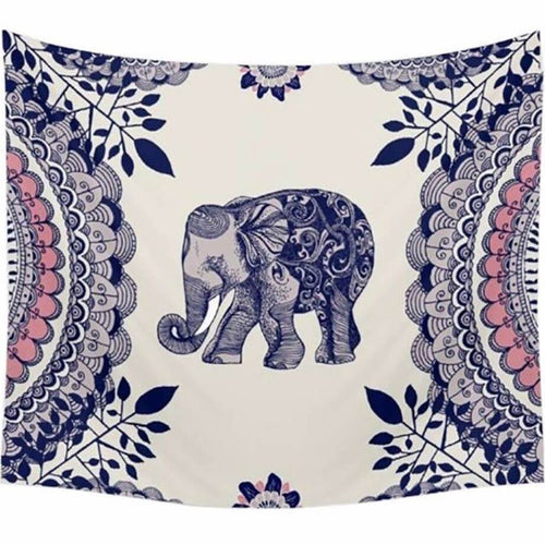 HKM-419731 Bohemian Elephant Patterned Tapestry in Polyester and Cotton Blend