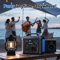 HKM-420243 Portable Solar Power Station 296Wh with Multiple Charging Options and LED Flashlight for Outdoor Use
