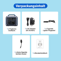 HKM-420243 Portable Solar Power Station 296Wh with Multiple Charging Options and LED Flashlight for Outdoor Use