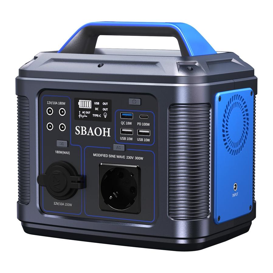 HKM-420243 Portable Solar Power Station 296Wh with Multiple Charging Options and LED Flashlight for Outdoor Use