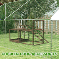 HKM-4202557 Wooden Chicken Activity Play Set with Perch, Swing, Ladder, and Platforms in Coffee Finish